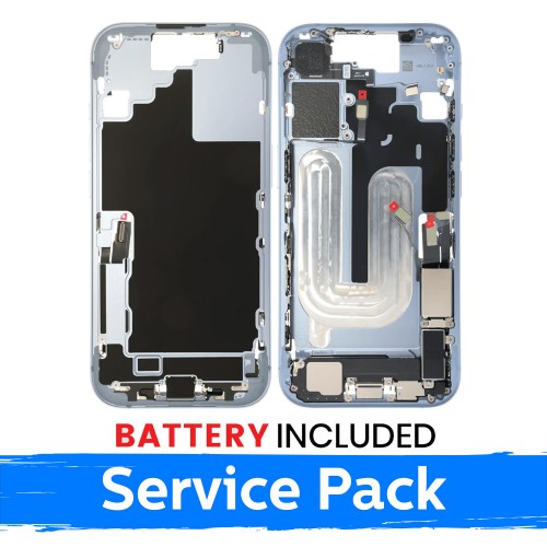 Apple iPhone 17 keskikehysrunko + akku / Sumuinen sininen / (Huoltopakkaus)