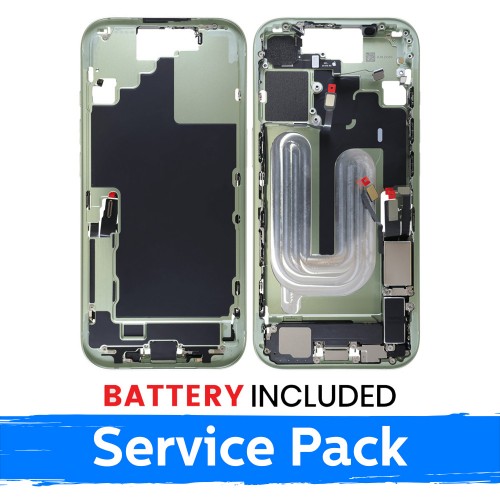 Apple iPhone 17 keskikehysrunko + akku / Salvianvihreä / (Huoltopakkaus)