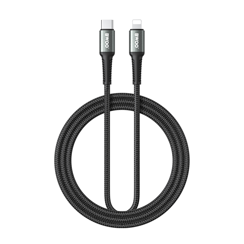 BWOO punottu kaapeli USB-C - Lightning 3m 30W musta