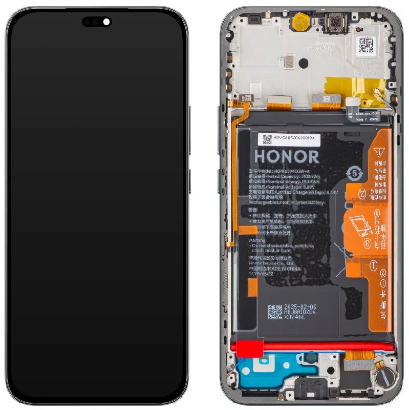 LCD-näyttö Huawei Honor 400 Lite kosketusnäytöllä, kehyksellä ja akulla Black alkuperäinen (service pack)