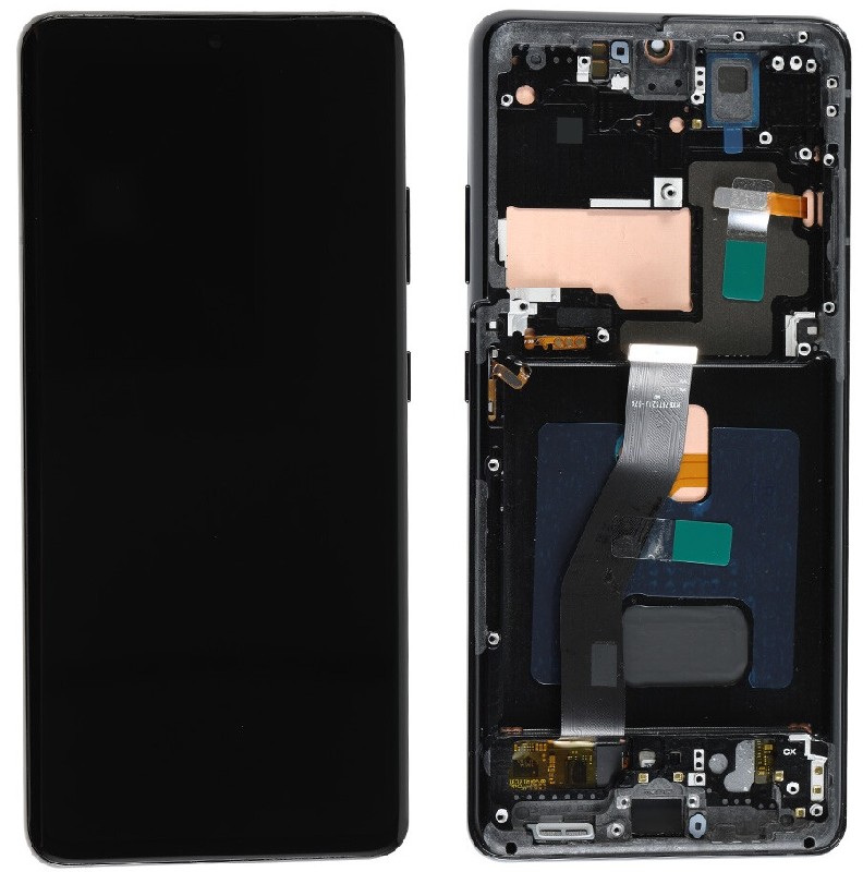 LCD-näyttö Samsung G998 S21 Ultra kosketusnäytöllä ja kehyksellä Phantom musta OLED (todellinen koko)