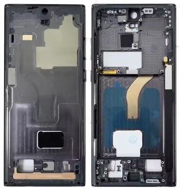 Keskikehys Samsung S908 S22 Ultra Phantom Black alkuperäinen (käytetty Grade B)