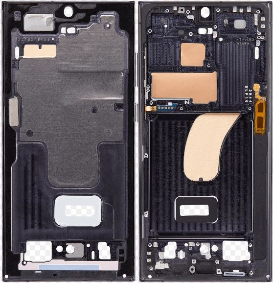 Keskikehys Samsung S918 S23 Ultra Graphite/punainen alkuperäinen (käytetty Grade B)