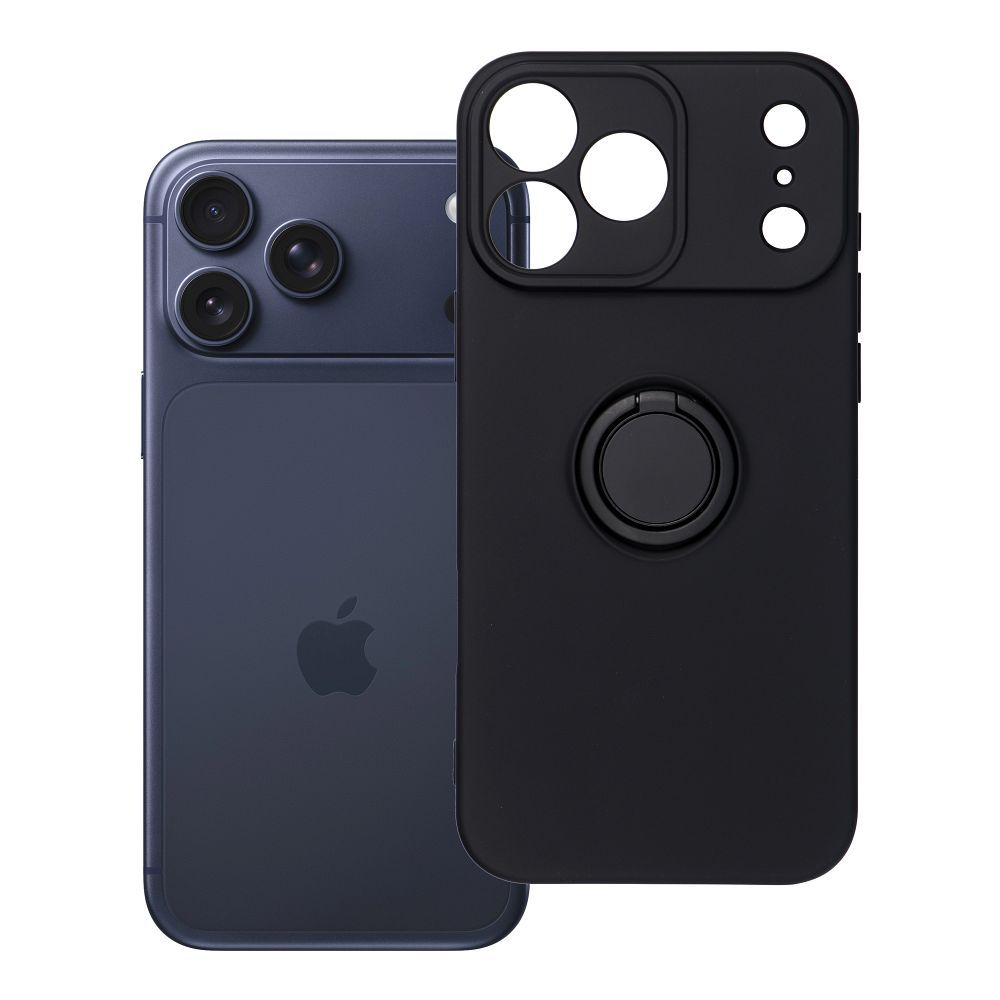 Silikoninen Suojakuori Renkaalla iPhone 17 PRO MAX:lle musta