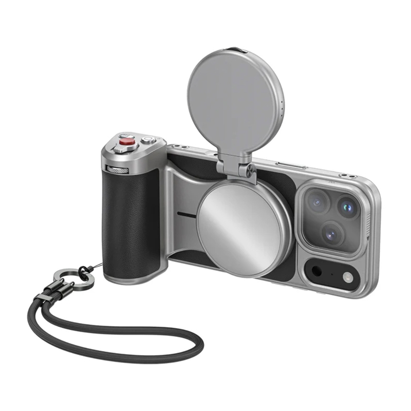 Master Grip Mount iPhone 17 Pro Max -teline valolla ja UV-suotimella