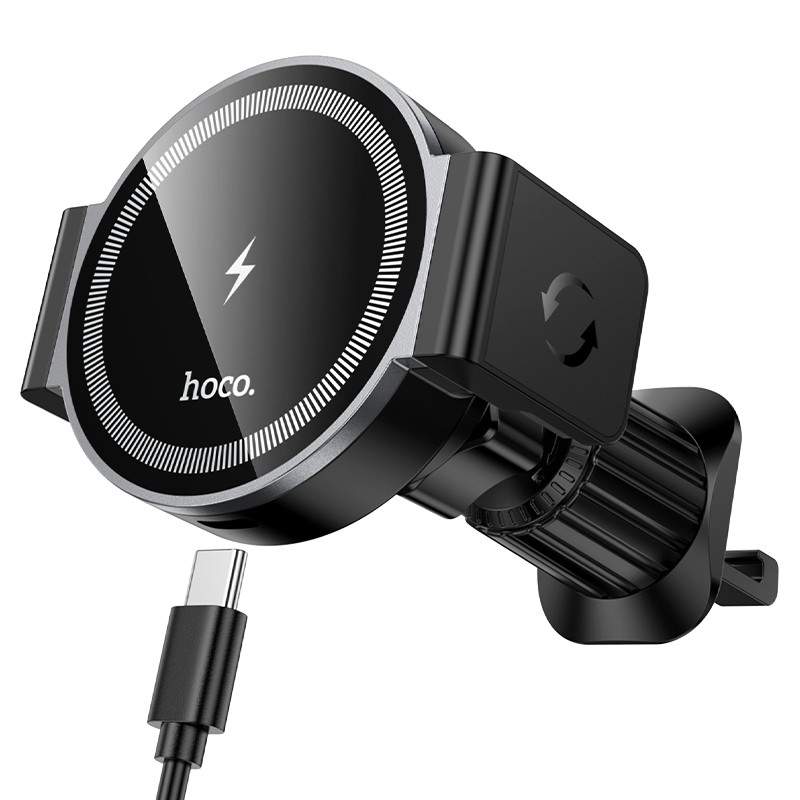 Auton laturi-pidike Hoco HW35, MagSafe, 15W, ilmaritilä, musta
