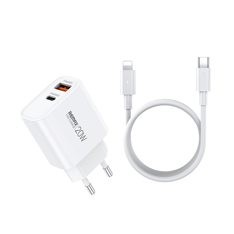 Charger Remax RP-U120 20W USB-C/USB-A + USB-C to Lightning cable 1.0m white