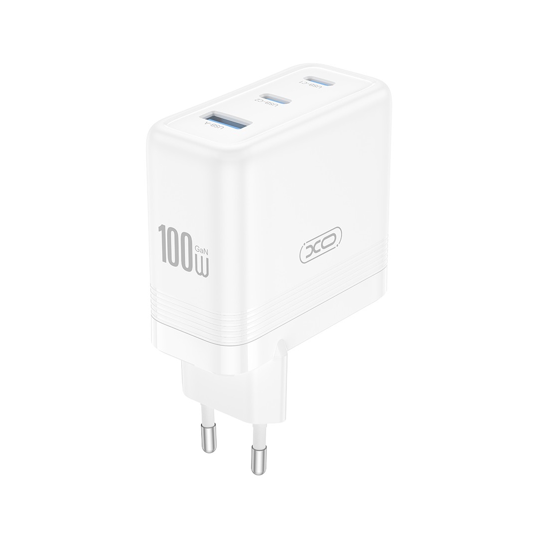 XO seinälaturi CE35 PD 100 W 2x USB-C 1x USB valkoinen