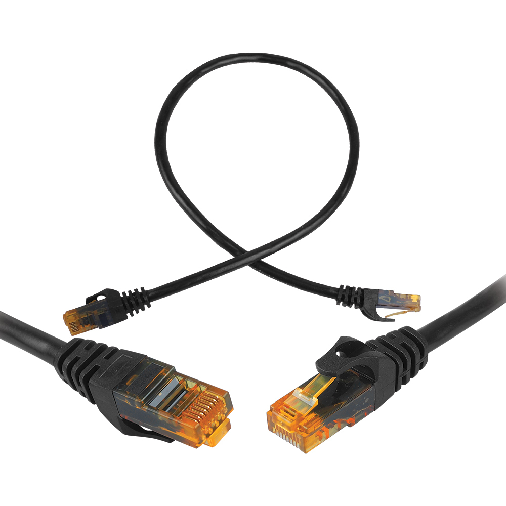CAT6e UTP verkkokaapeli (patchcord) 0,5m musta