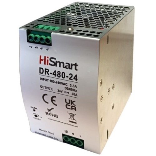 Virtalähde 24V, 20A, 480W, DIN