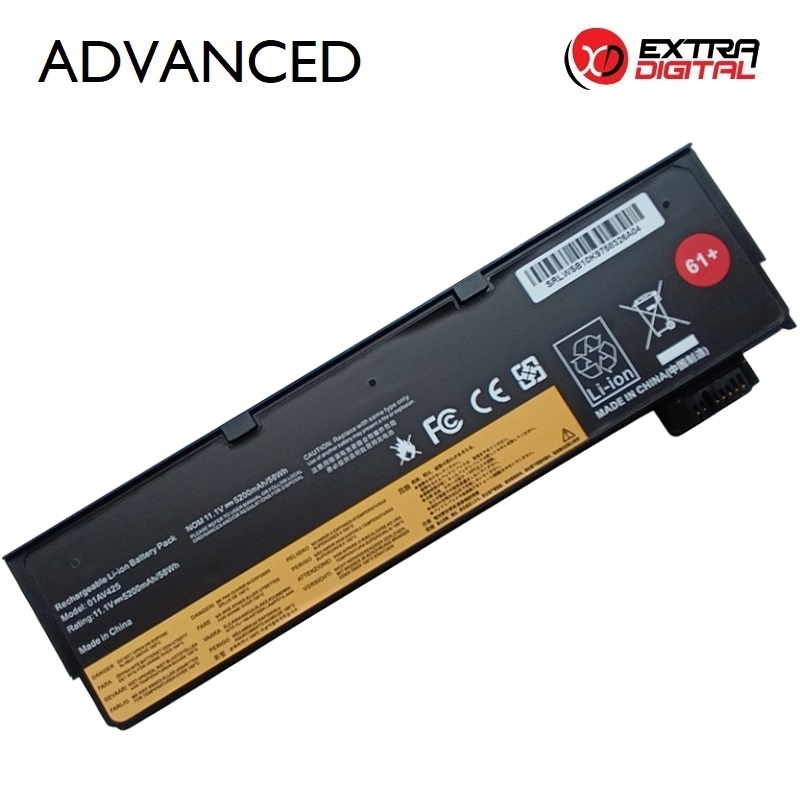 Kannettavan tietokoneen akku LENOVO SB10K97583 01AV425, 5200 mAh, Extra Digital Advanced