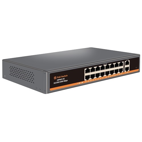 PoE-kytkin 16 porttia 100Mbps +2G uplink