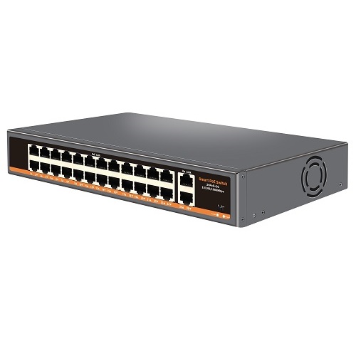 PoE-kytkin 24 porttia 100Mbps +2G uplink