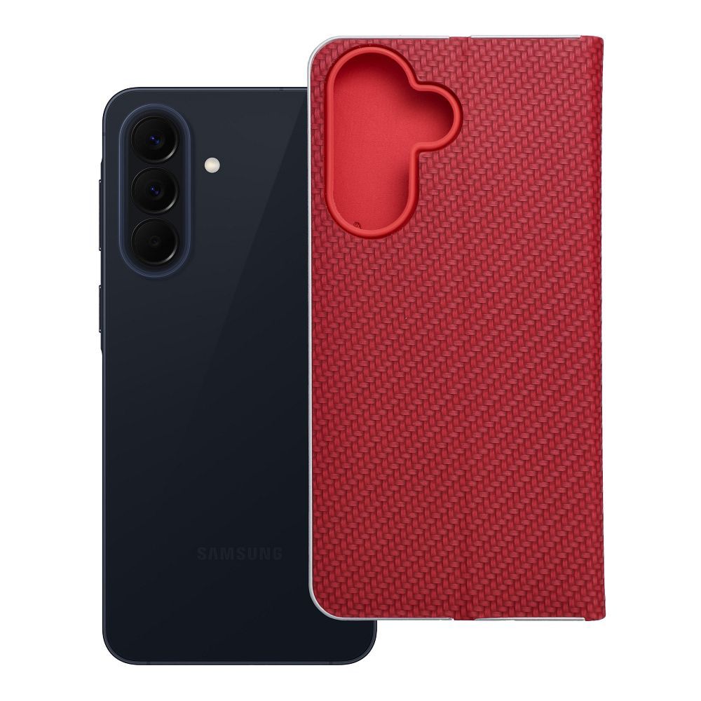 Luna Book Carbon läppäsuojakuori Samsung A57 5G:lle - punainen