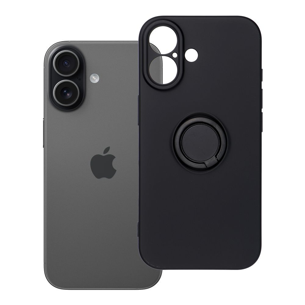Silikoninen Suojakuori Renkaalla iPhone 17:lle musta