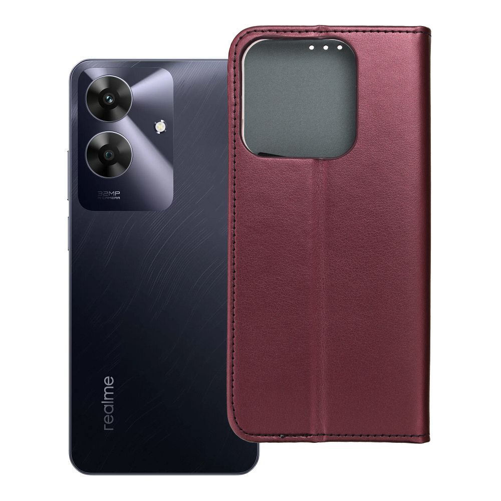 SMART MAGNETO Kirjasuojakuori REALME NOTE 60:lle viininpunainen