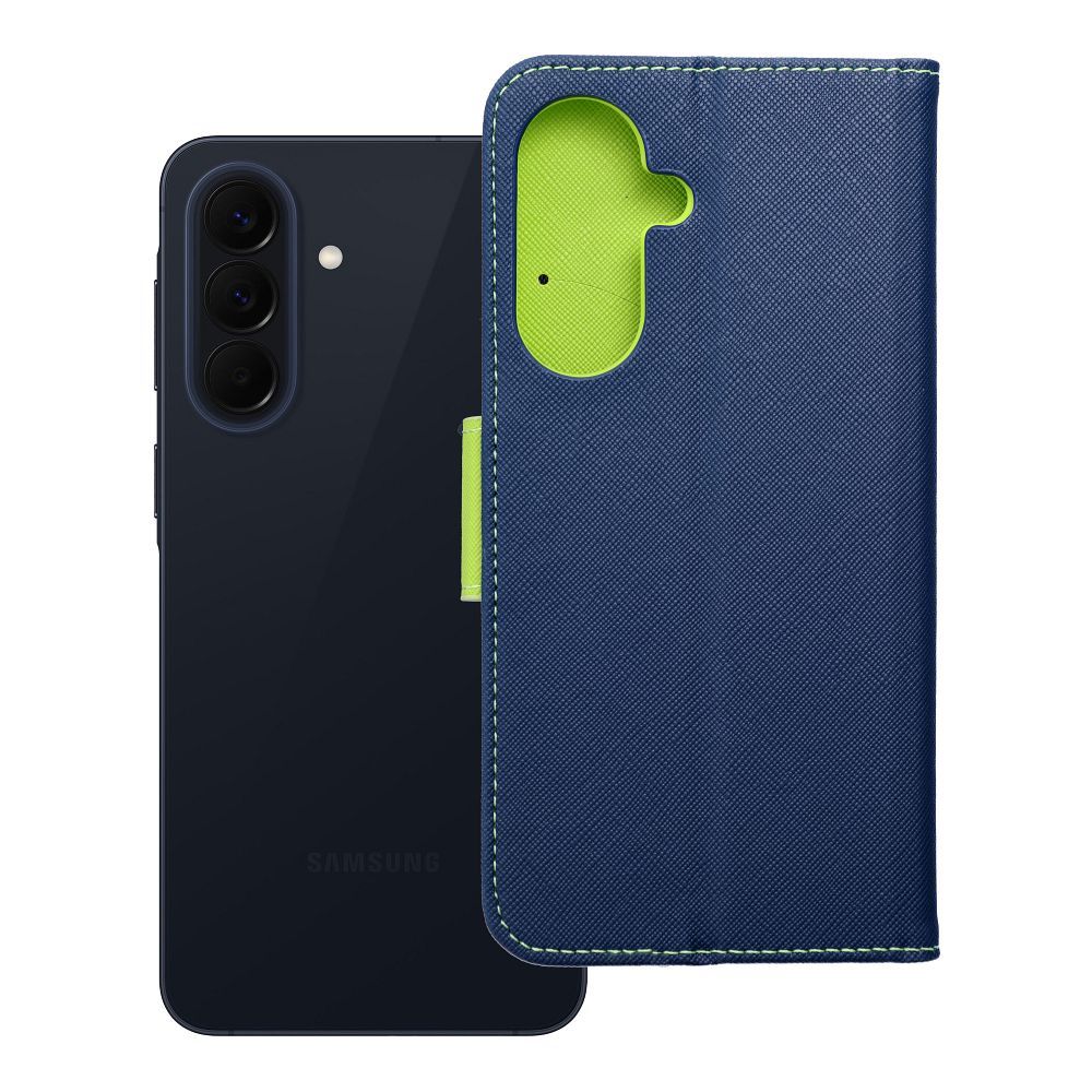 Flip-suojakuori Samsung A57:lle Fancy Book laivastonsininen / lime