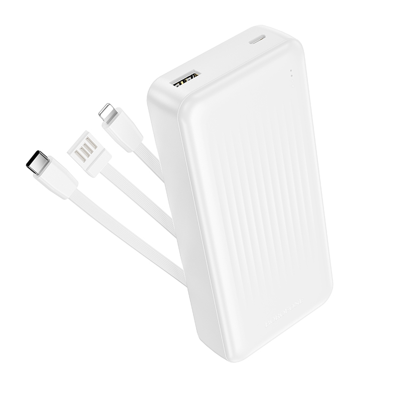 Borofone Power Bank 20000mAh BJ79A Clever - USB -  with Type C and Lightning cables white