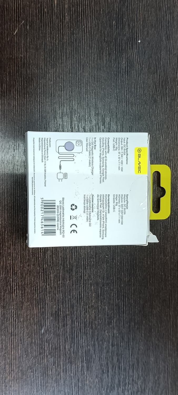 Blavec Induction charger BQI-03 Qi2 15W magnetic Magsafe (BQI03-QI2MB) black (damaged packaging)