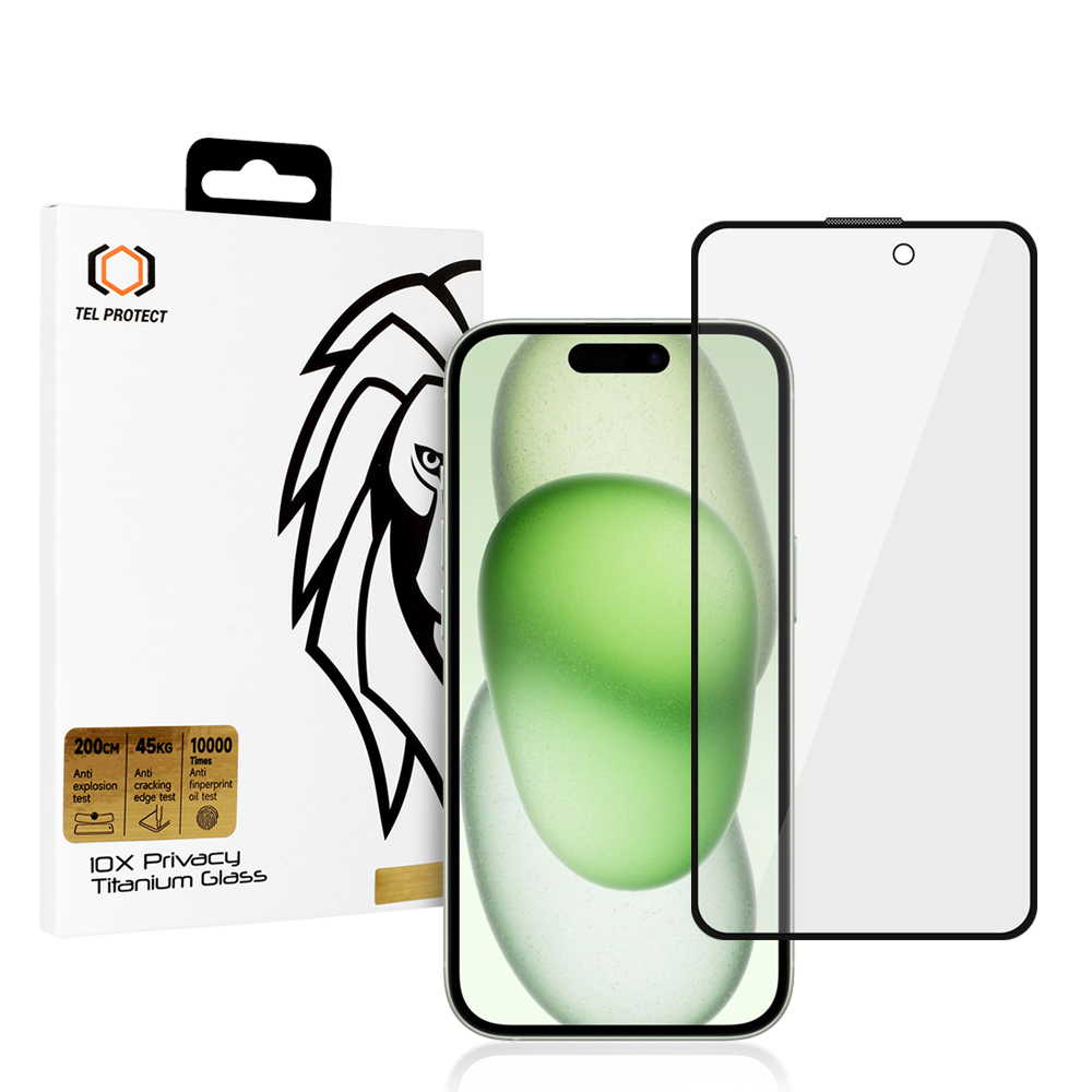 Suojalasi Tel Protect 10X Privacy Titanium iPhone 15