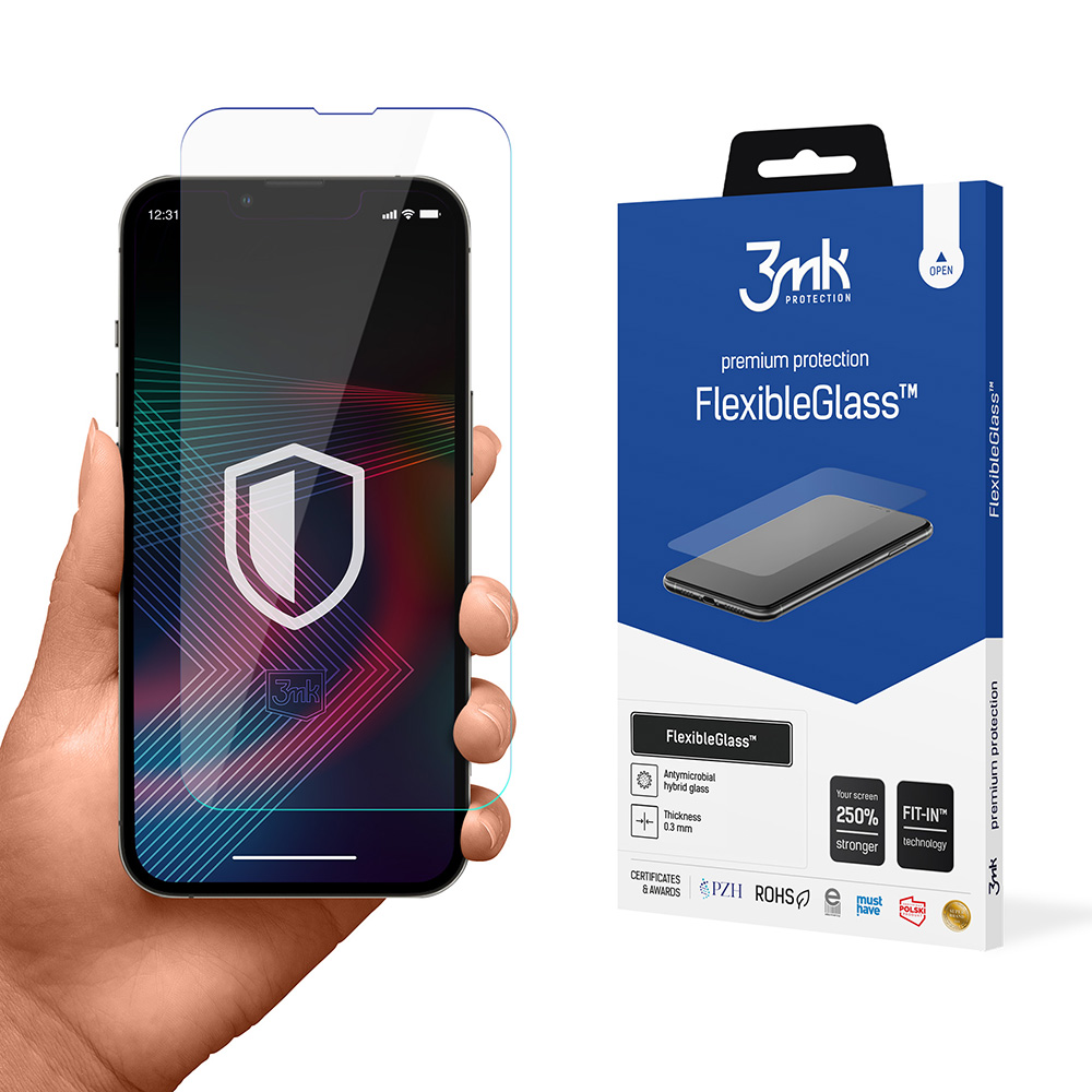 Karkaistua lasia iPhone 14 Pro / iPhone 14 hybrid flexi 7H 3mk FlexibleGlass -sarjasta iPhone 14 Pro / iPhone 14 hybridiin 7H