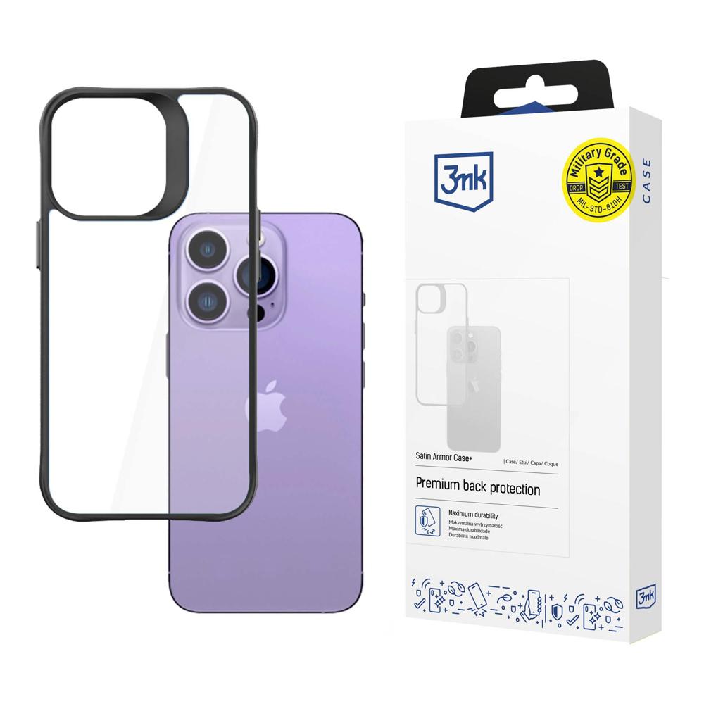 3mk Satin Armor Case+ iPhone 14 Pro Max -sarja - Musta
