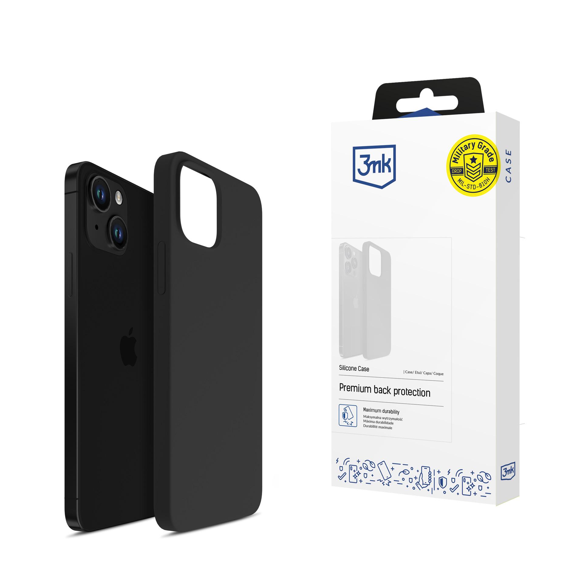 iPhone 14 Plus 3mk Silicone Case -sarja - musta