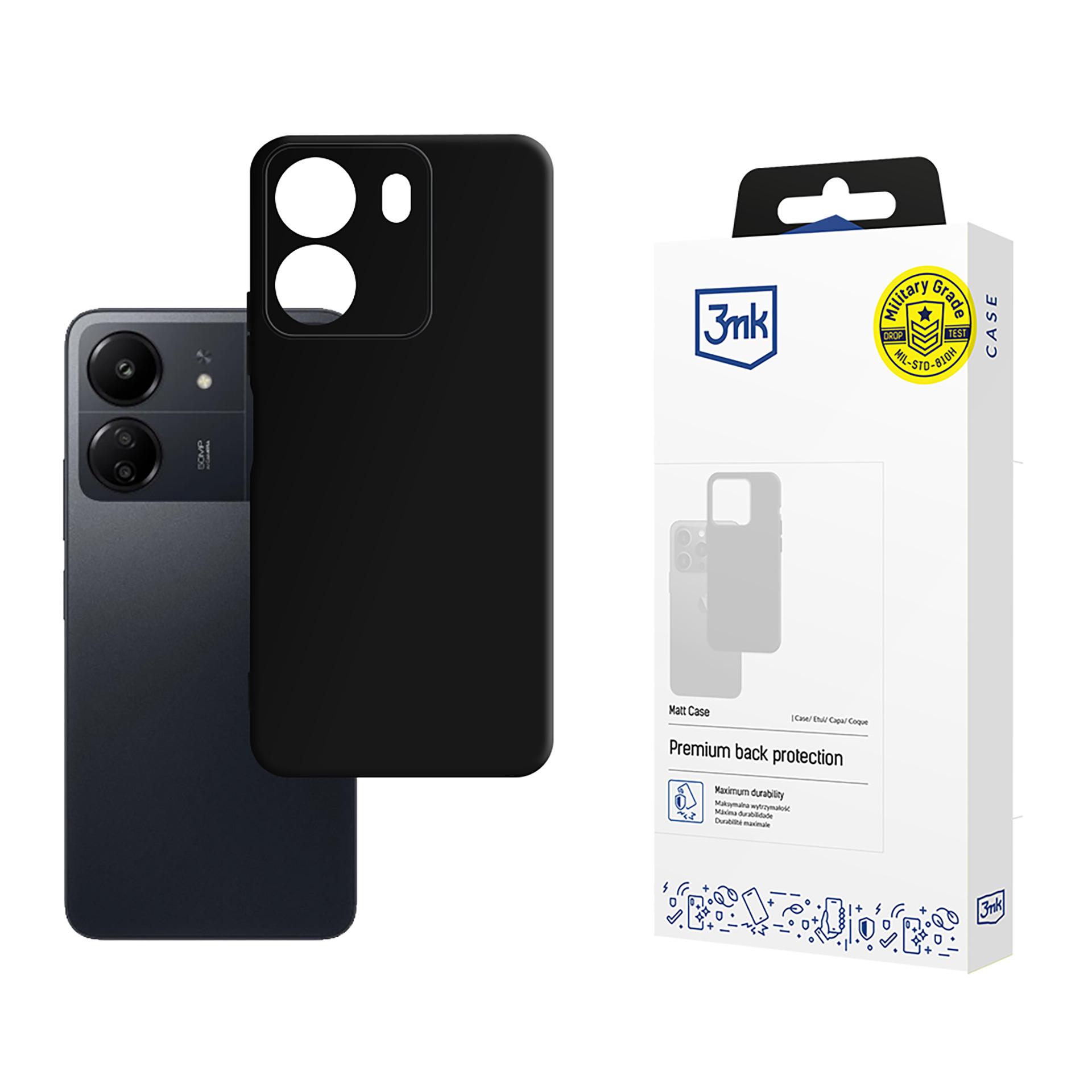 3mk Matt Case suojakuori Xiaomi Redmi 13C / Poco C65:lle - musta