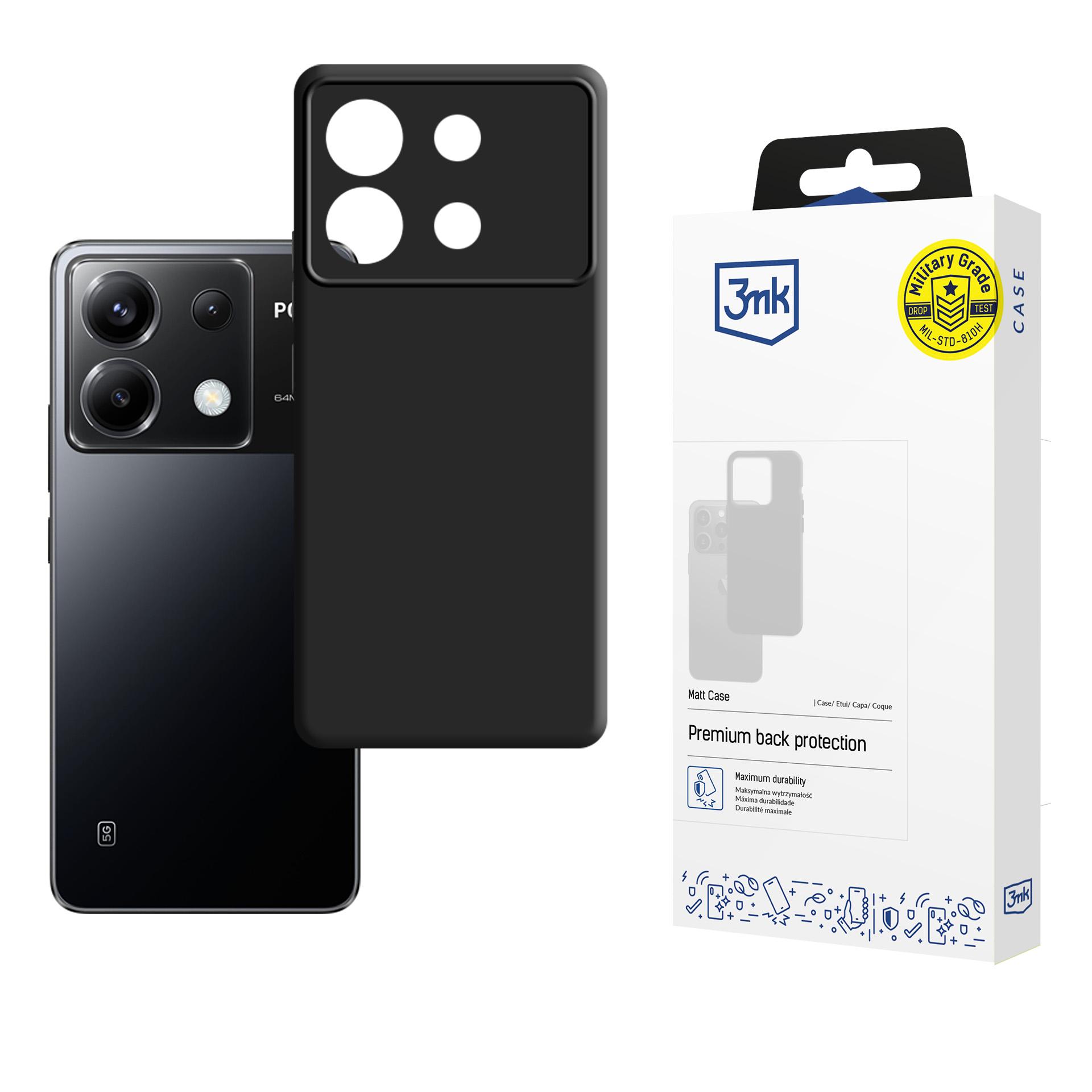 3mk Matt Case suojakuori Poco X6 5G:lle - musta