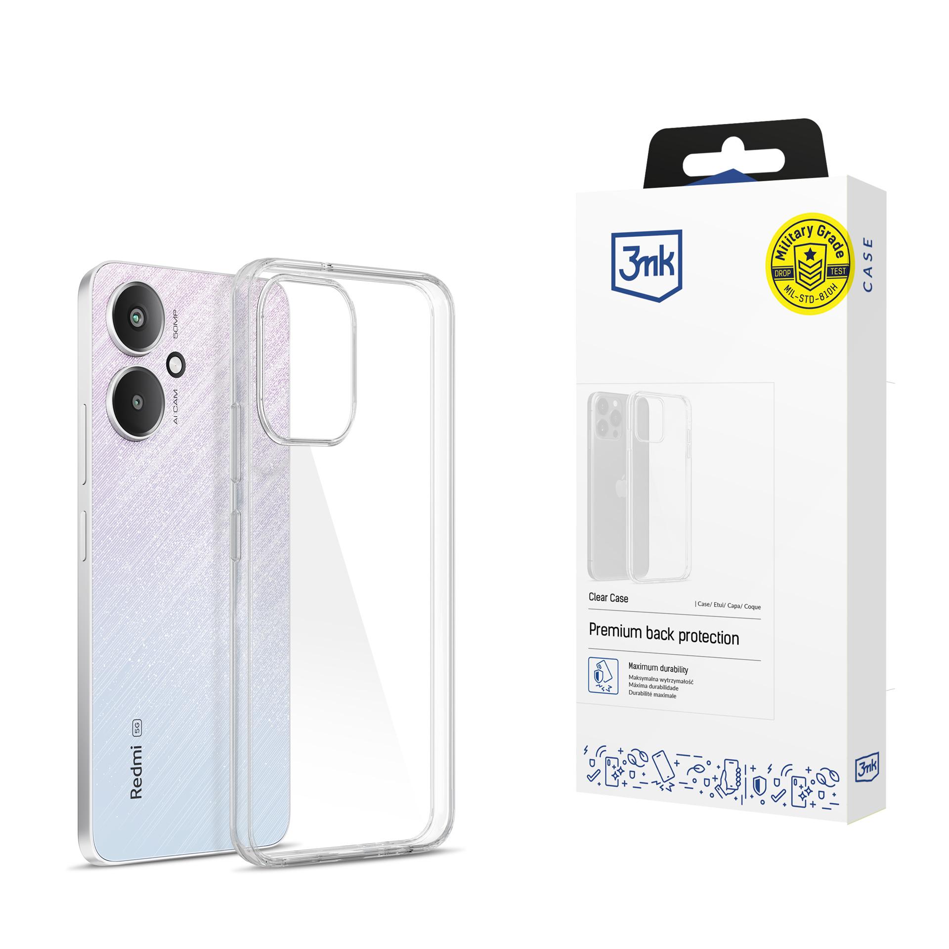 3mk Clear Case suojakuori Xiaomi Redmi 13C 5G - läpinäkyvä