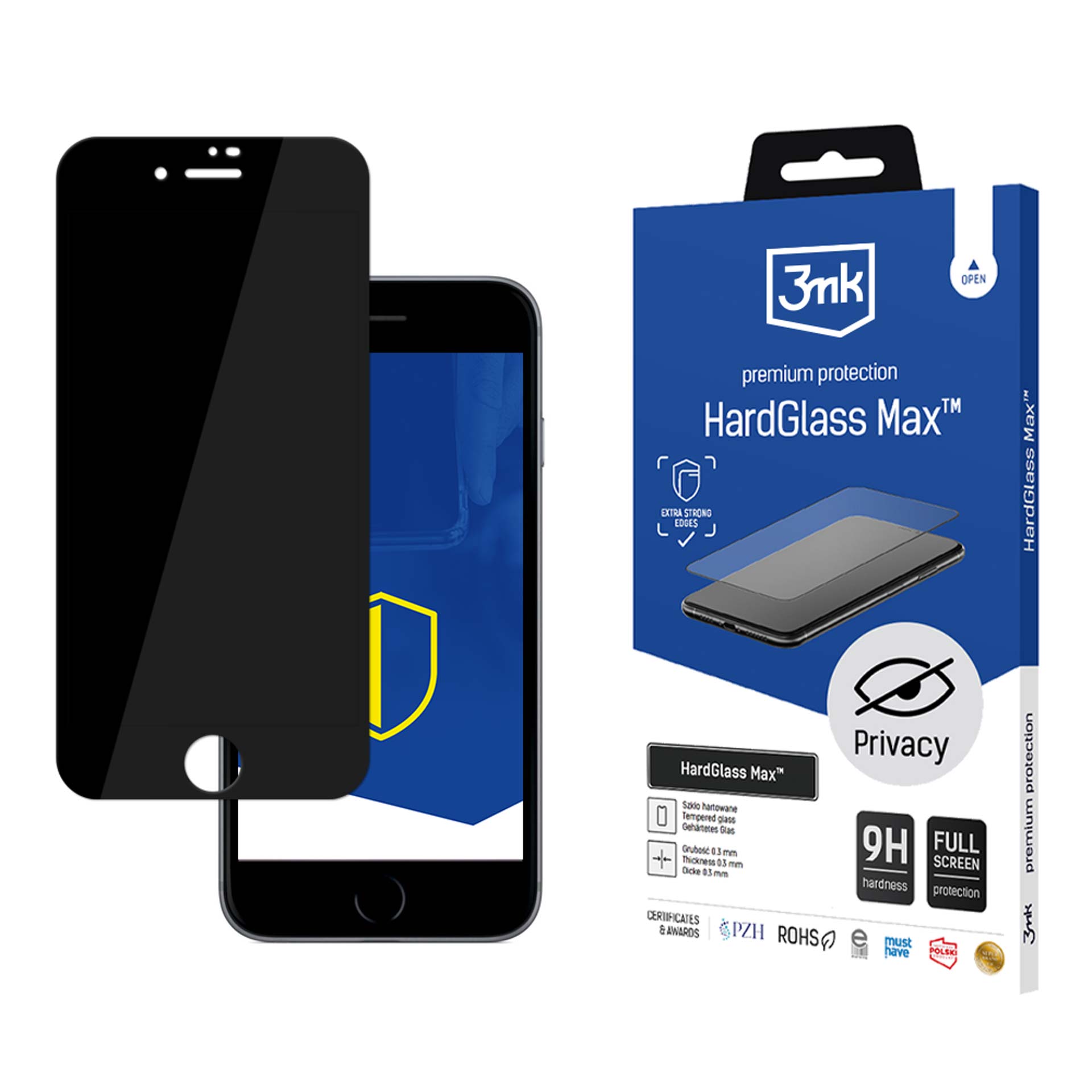 9H yksityisyyslasi 3mk HardGlass Max Privacy iPhone 7 / 8:lle