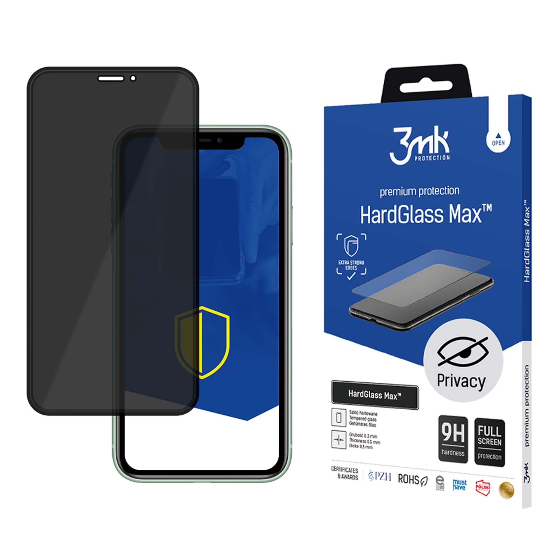 9H 3mk HardGlass Max Privacy yksityisyyslasi iPhone 11 Pro Max:lle