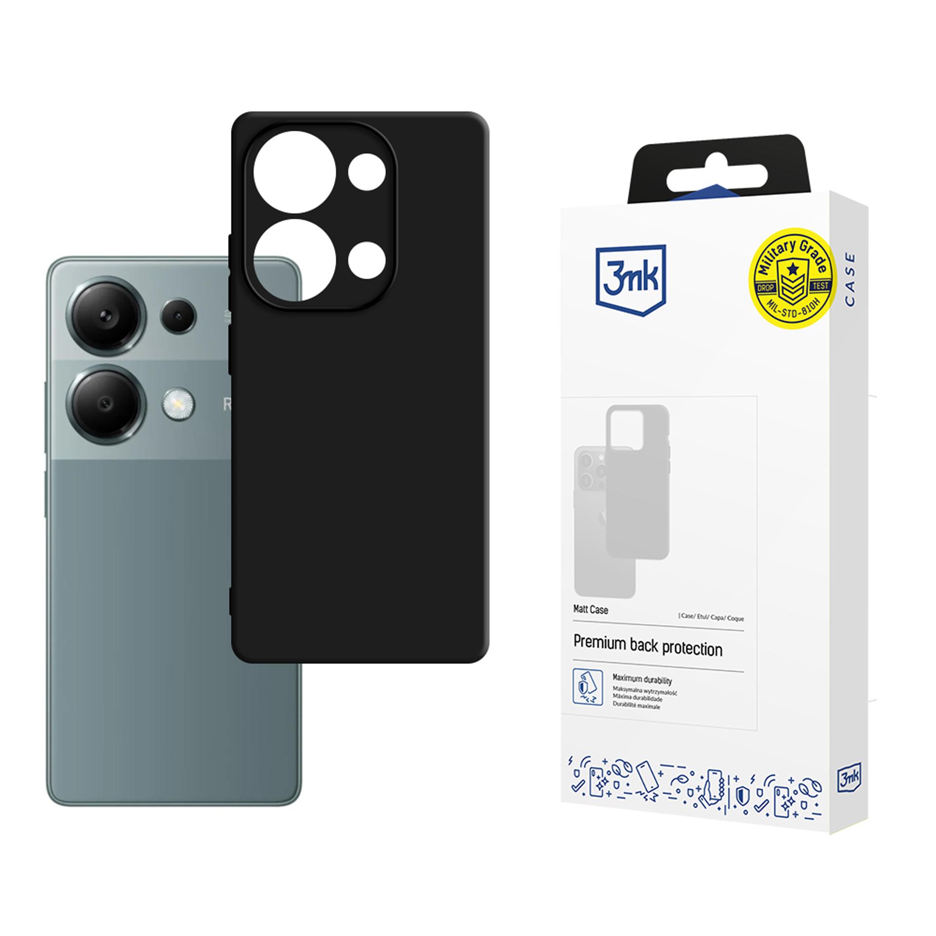 3mk Matt Case -suojakuori Xiaomi Redmi Note 13 Pro:lle - musta
