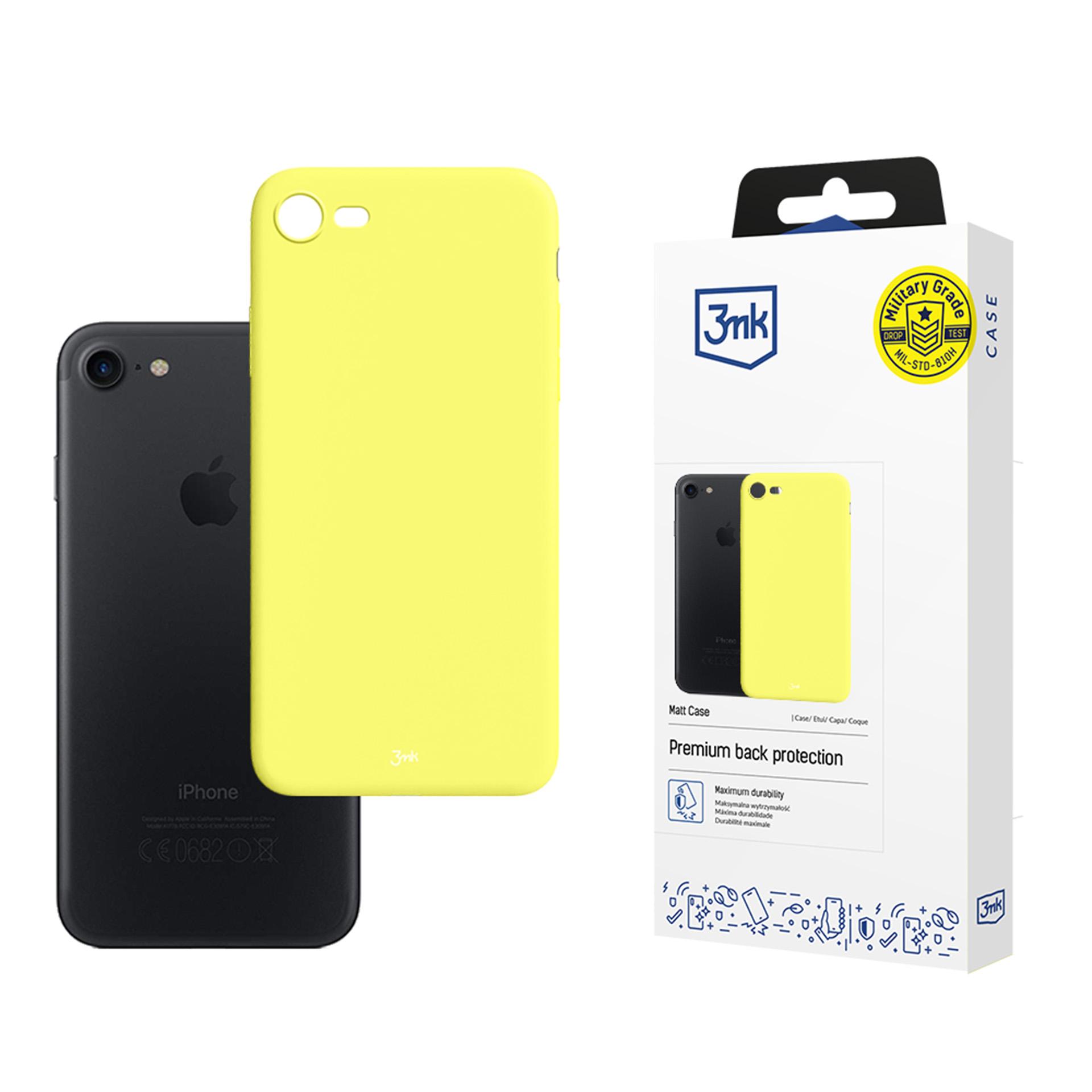 3mk Matt Case -suojakuori iPhone 7 / 8 / SE 2020 / SE 2022:lle - keltainen
