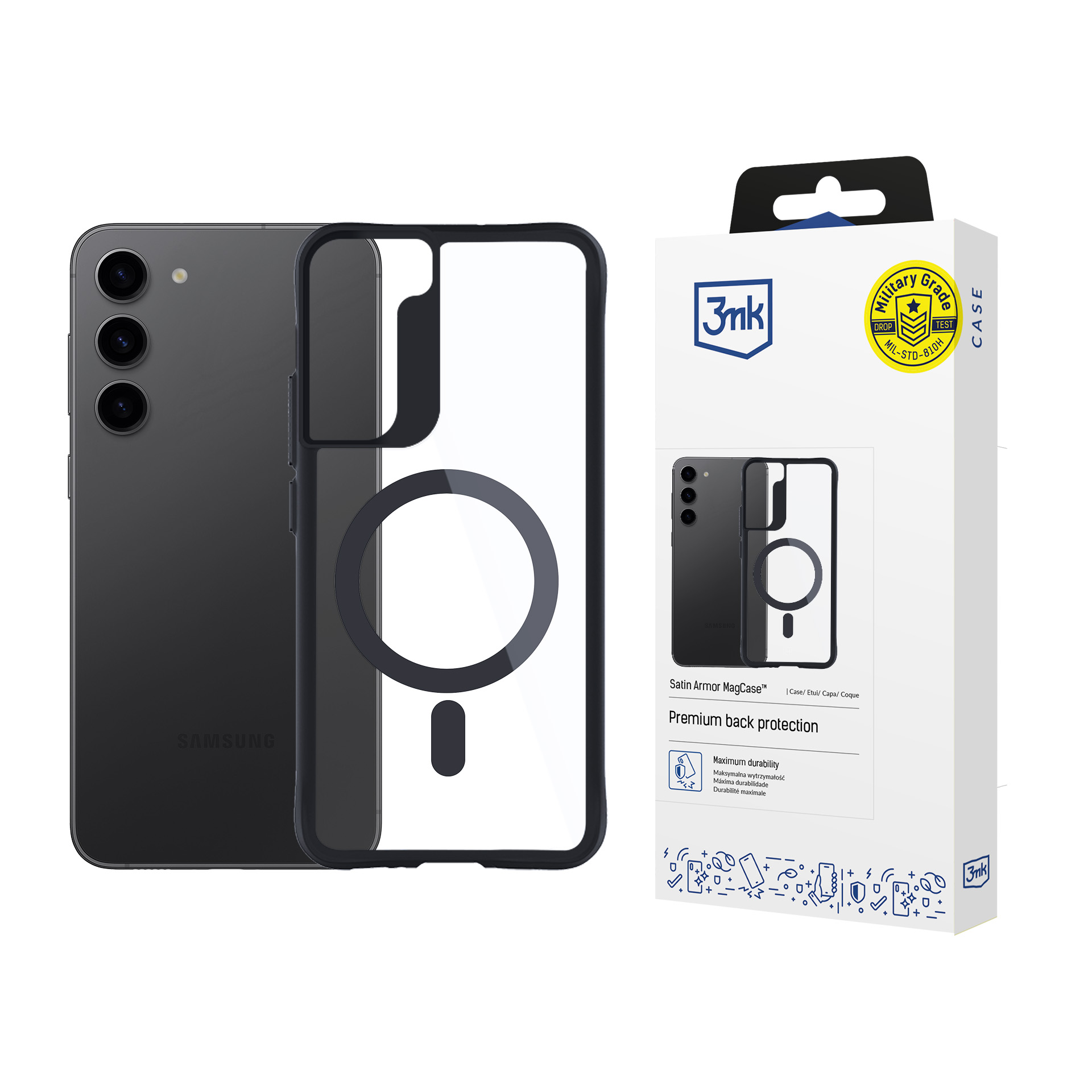 3mk Satin Armor MagCase suojakuori Samsung Galaxy S23 5G - läpinäkyvä