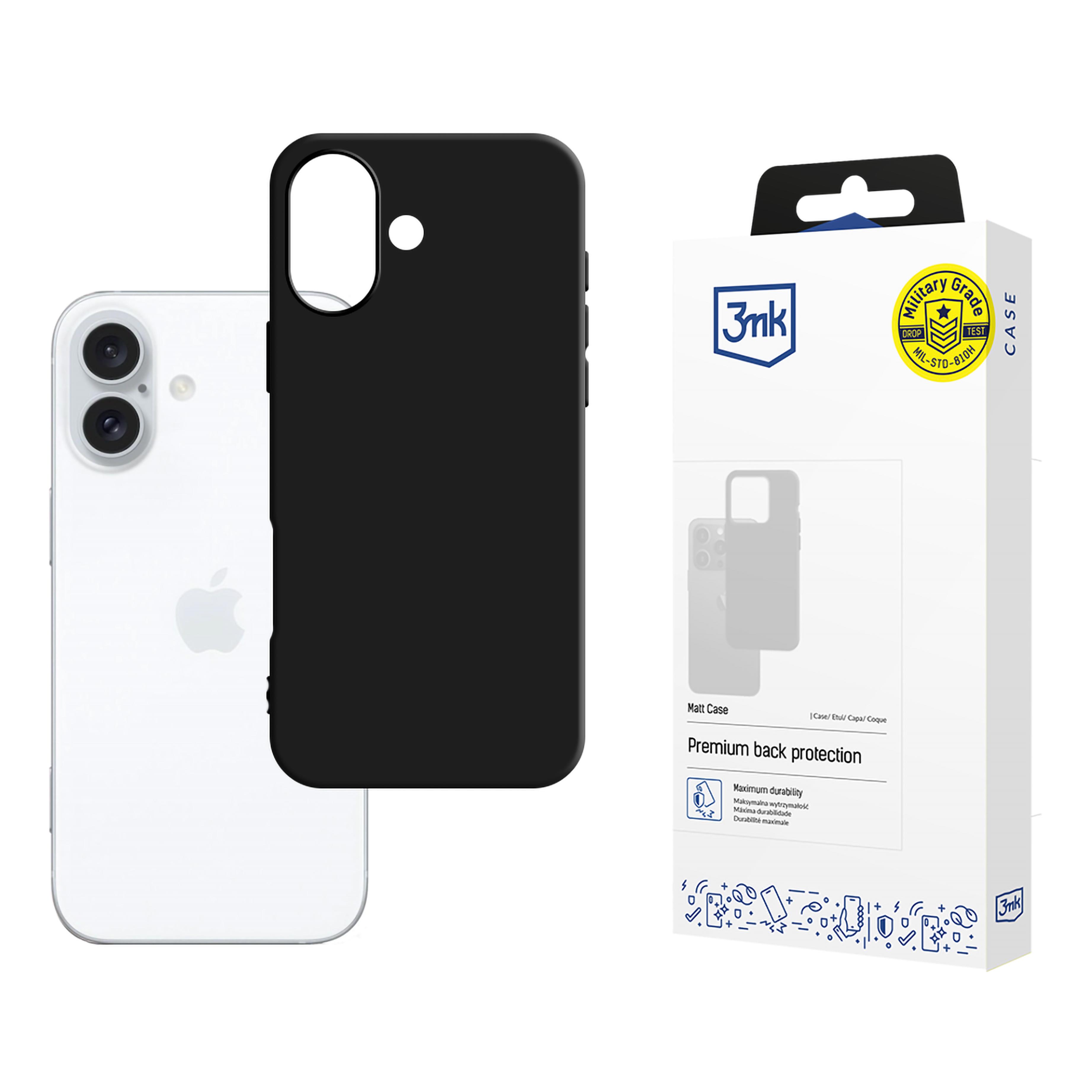 3mk Matt Case MagSafella iPhone 16:lle - Musta