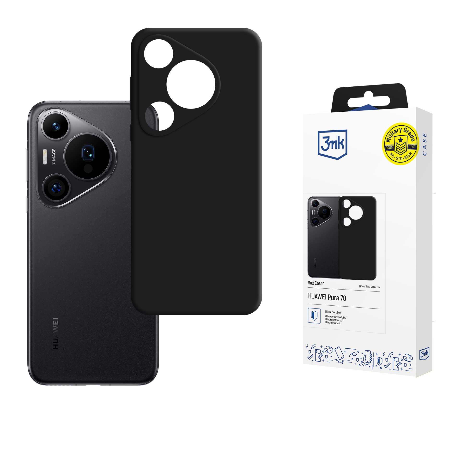 3mk Matt Case MagSafella Huawei Pura 70:lle - Musta