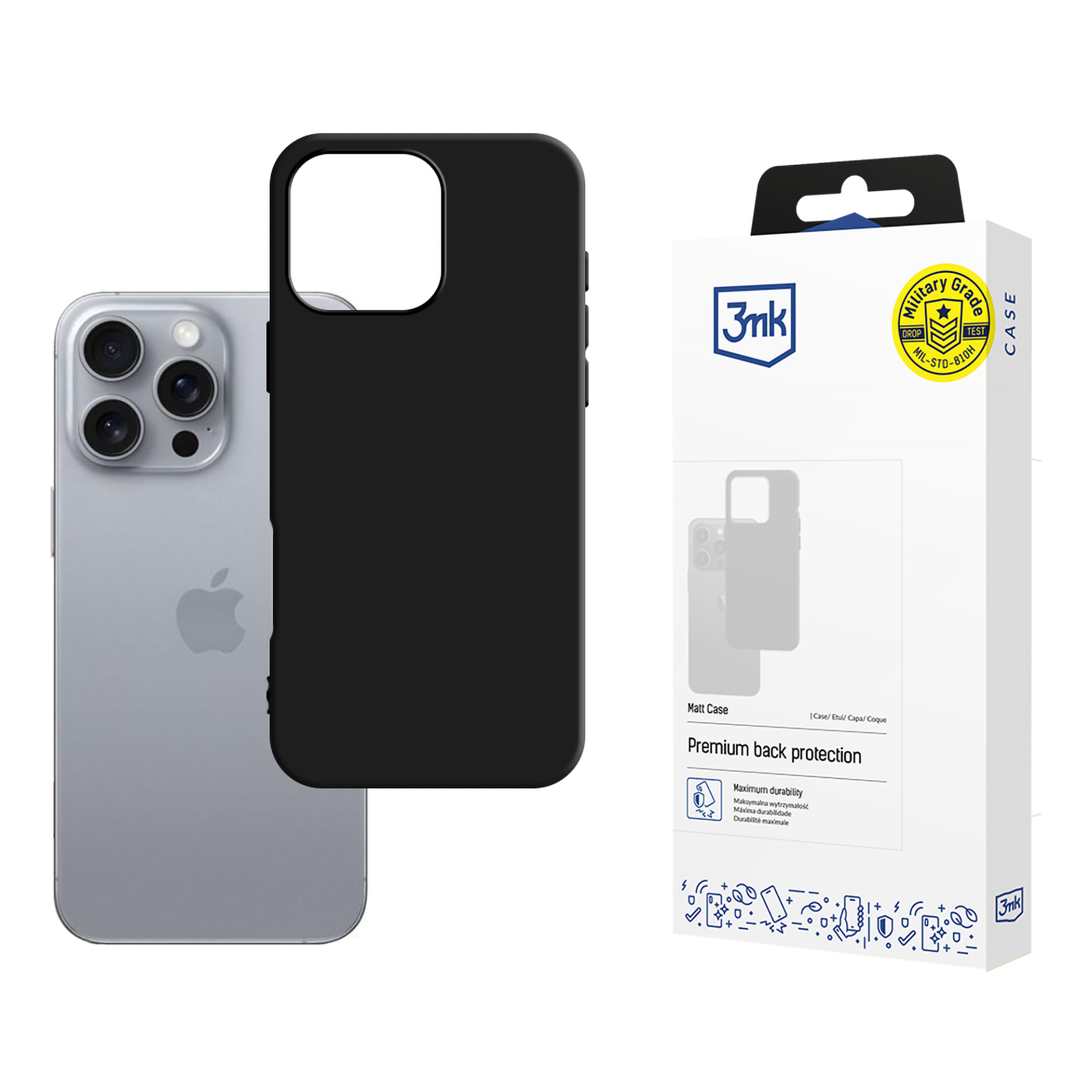 3mk Matt Case iPhone 16 Pro Maxille - Musta