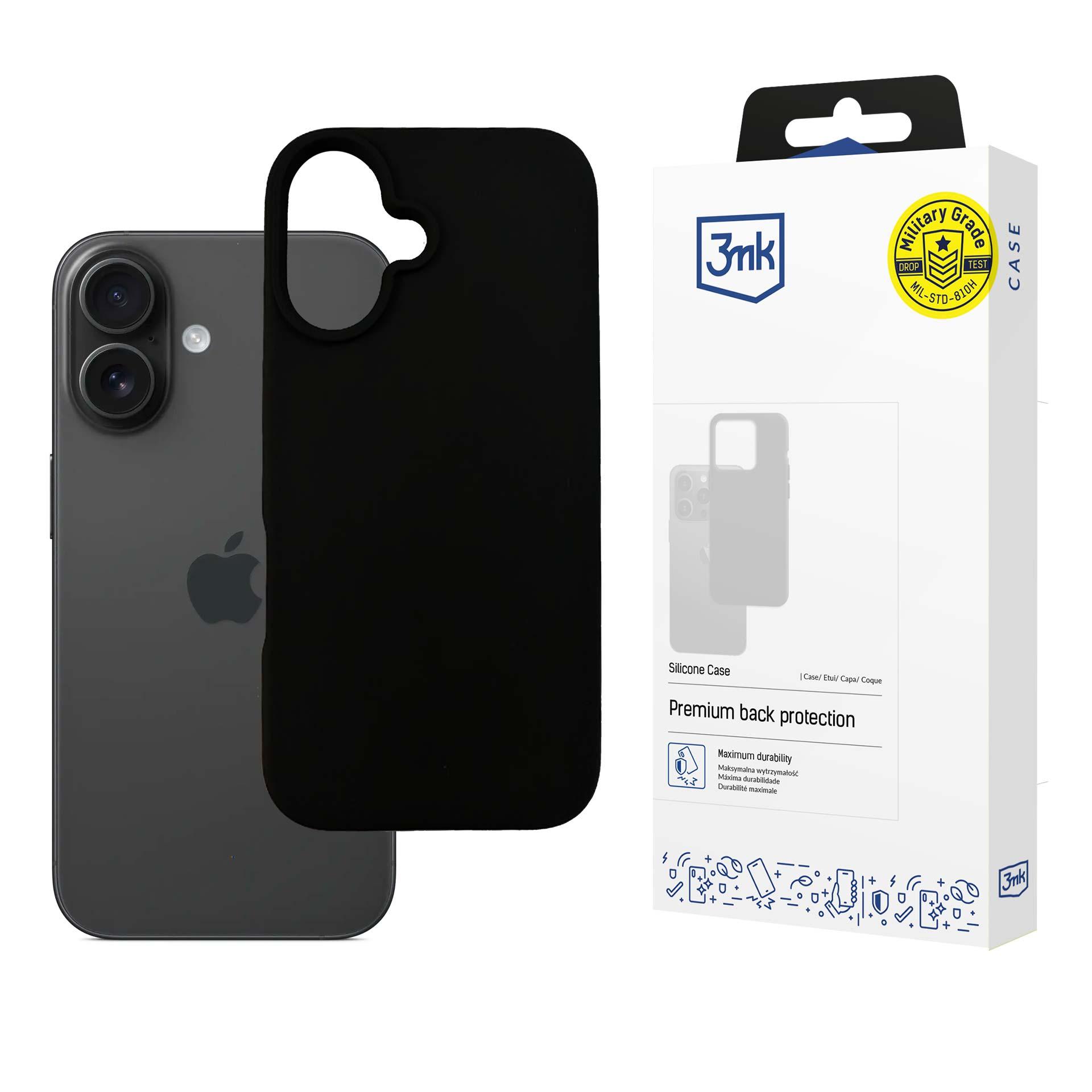 3mk Silikoninen Suojakuori iPhone 16 Plus:lle - Musta