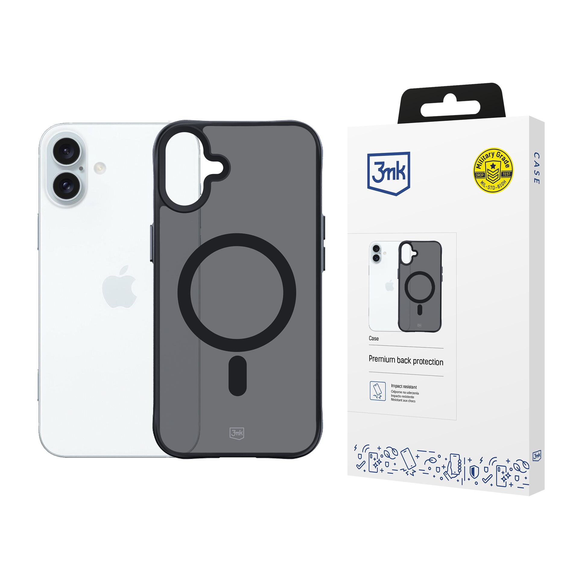 3mk Smoke MagCase MagSafe-tuella iPhone 16 Plus:lle - puoliläpinäkyvä