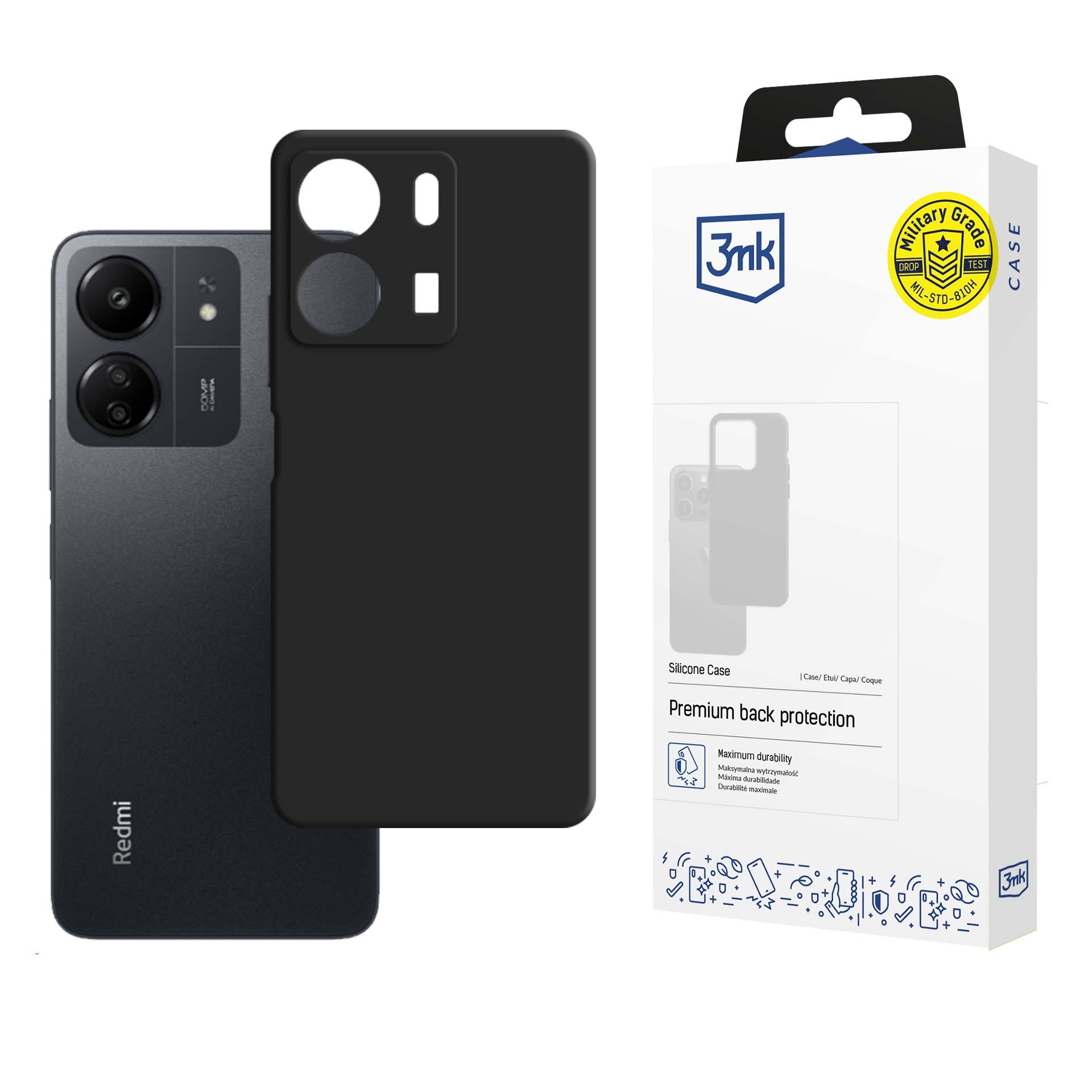 3mk Silicone Case Xiaomi Redmi 13C / POCO C65:lle - musta