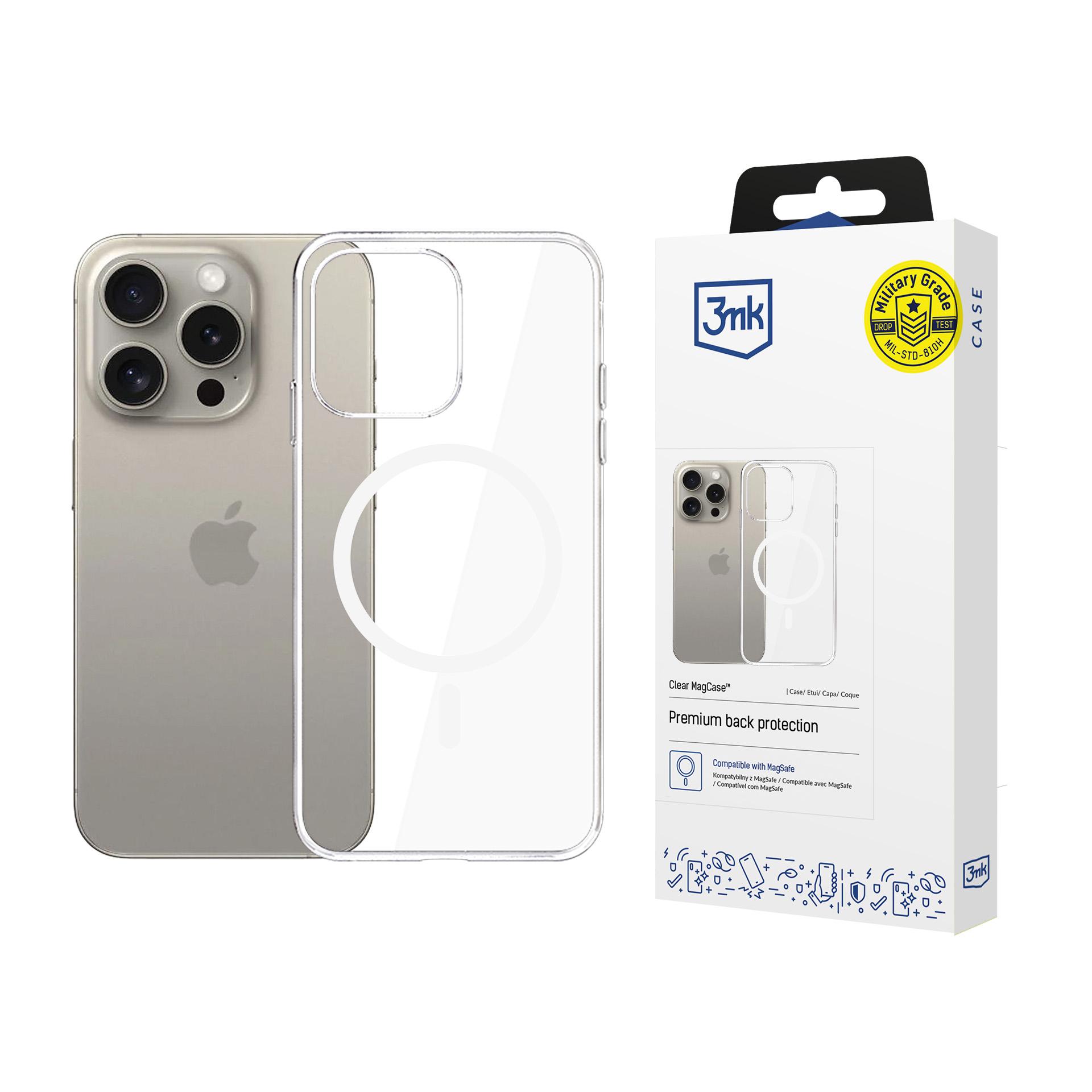 3mk Clear MagCase Suojakuori Apple iPhone 15 Pro Max:lle - läpinäkyvä