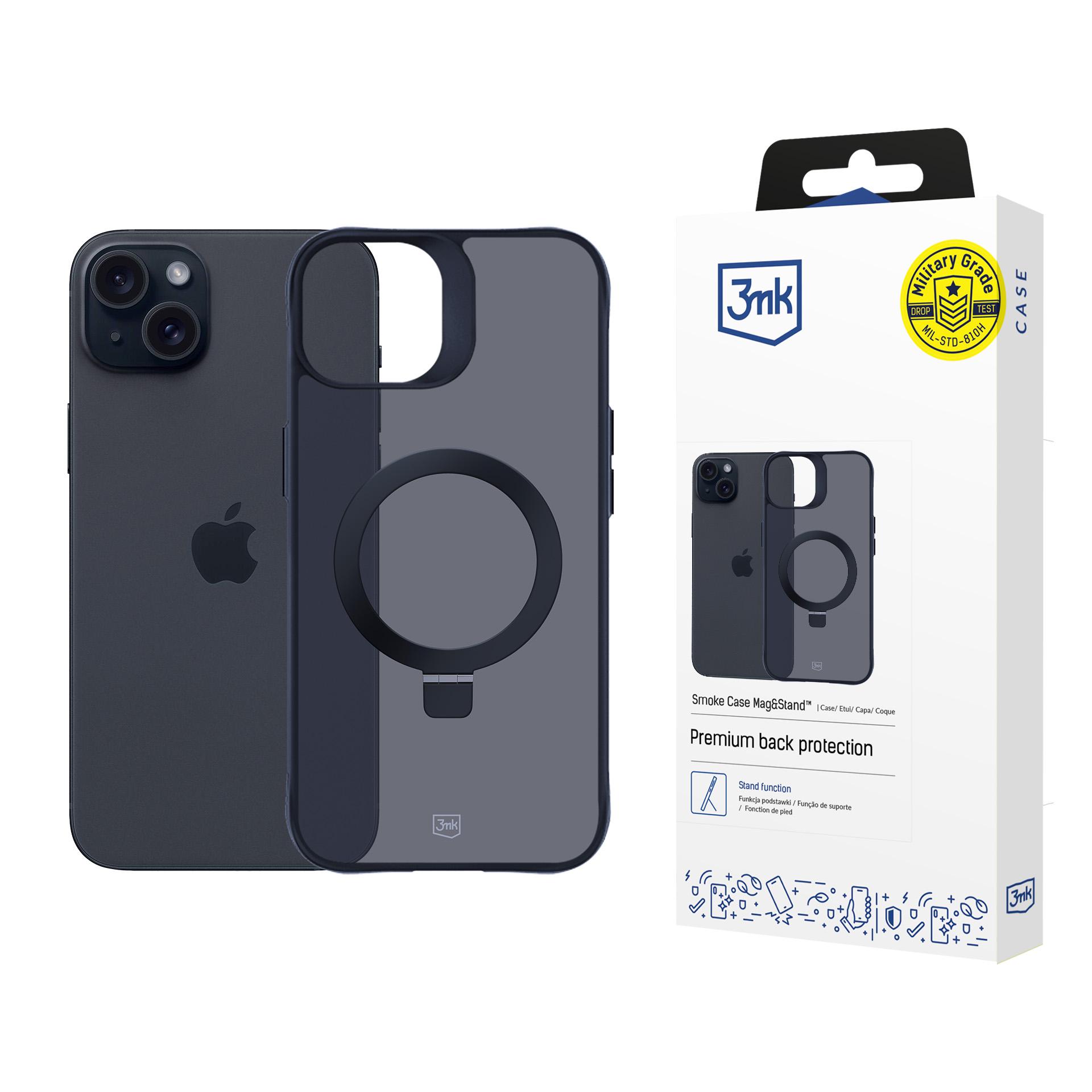 3MK Smoke Case iPhone 15 Plus Magsafe & Stand Suojakuori