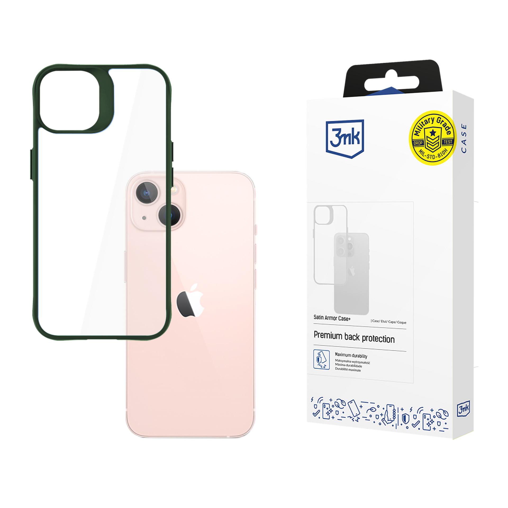 3mk Satin Armor kotelo+ vihreä Apple iPhone 14 - läpinäkyvä