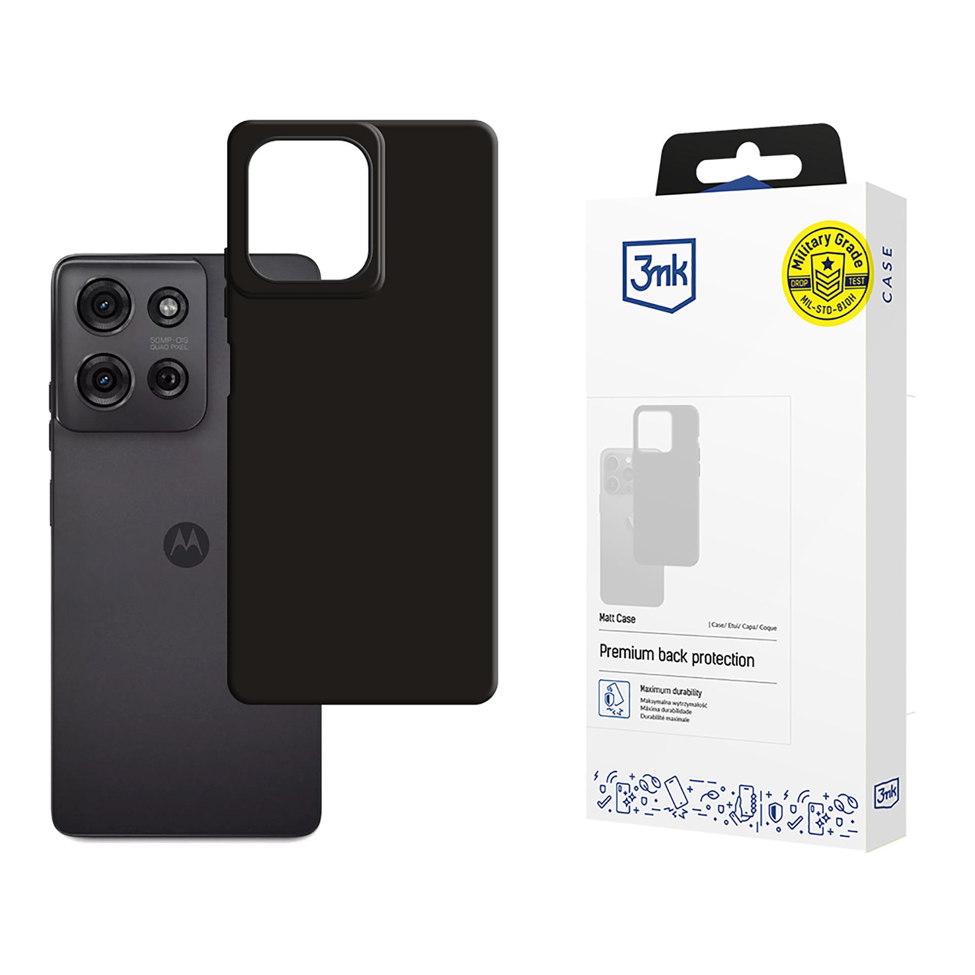 3mk Matt Case Motorola Moto G75:lle - musta