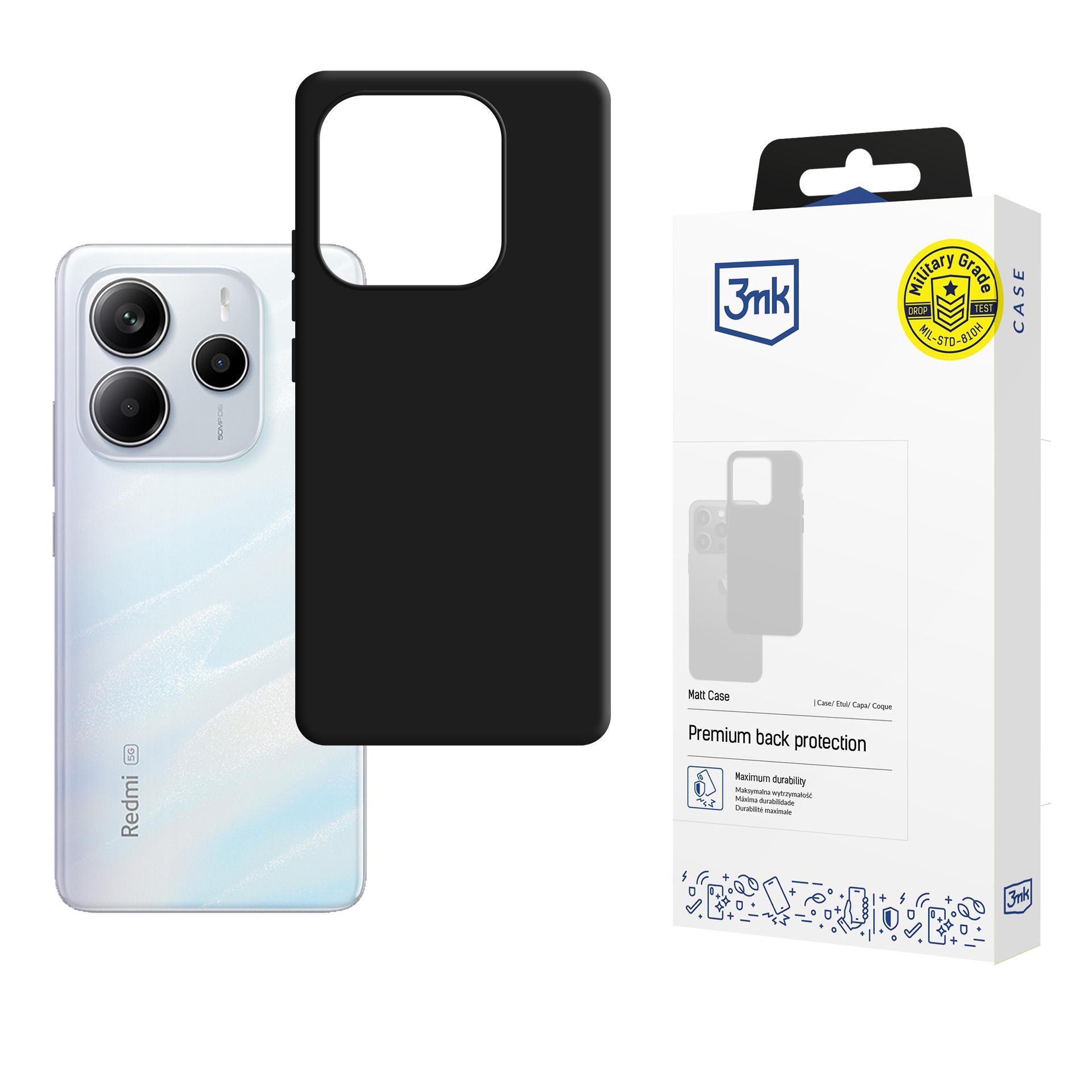 3mk Matt Case -kotelo Xiaomi Redmi Note 14 5G - musta
