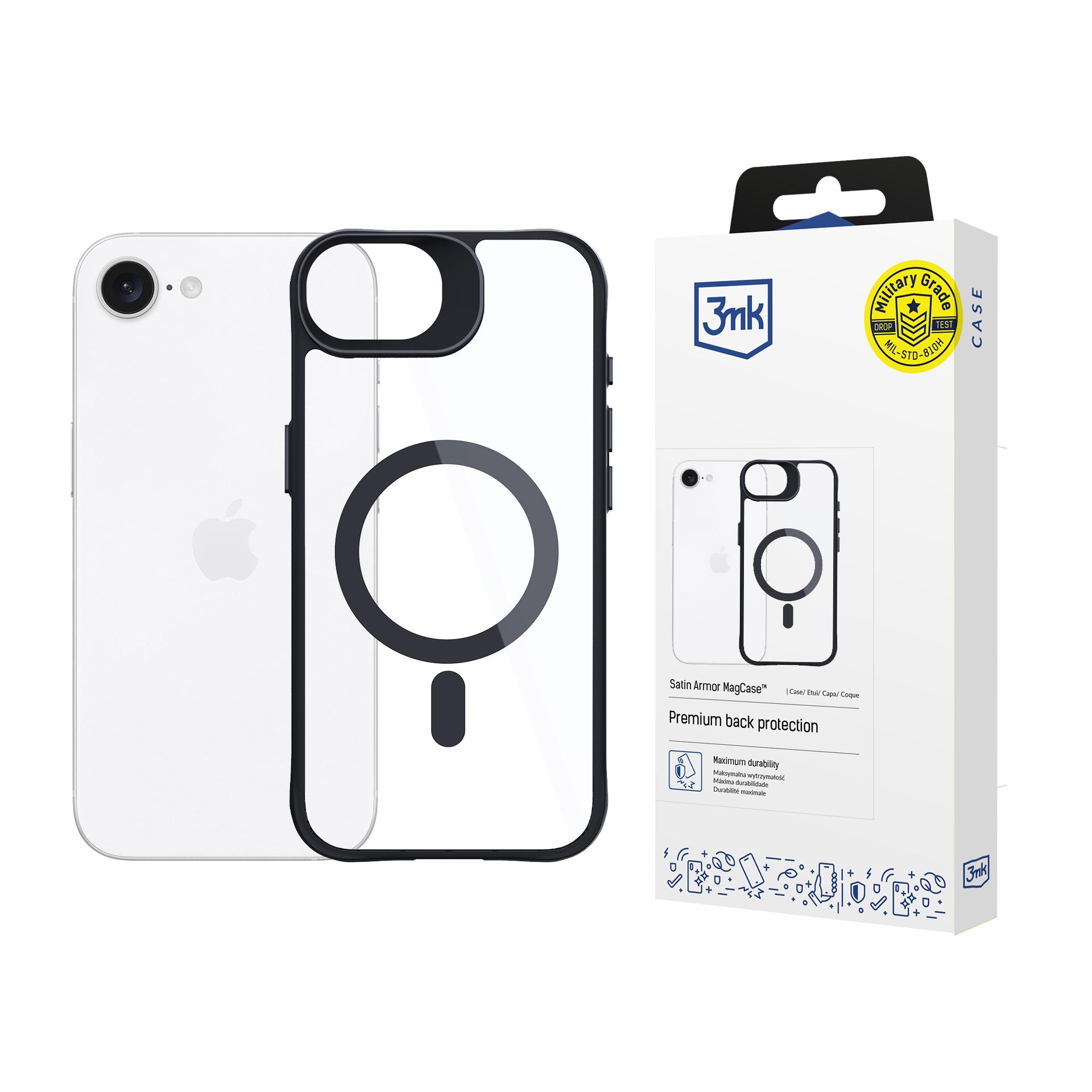 3mk Satin Armor MagCase Apple iPhone 16e / SE 4:lle - läpinäkyvä