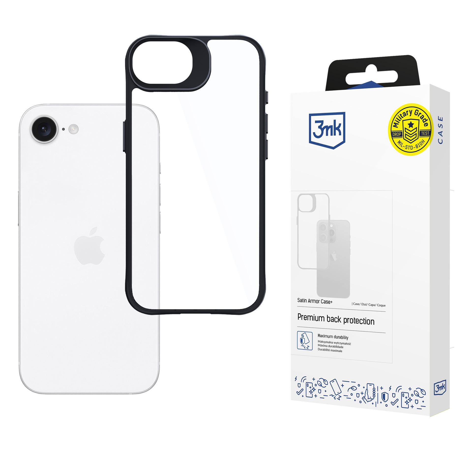 3mk Satin Armor Case+ Apple iPhone 16e / SE 4:lle - läpinäkyvä