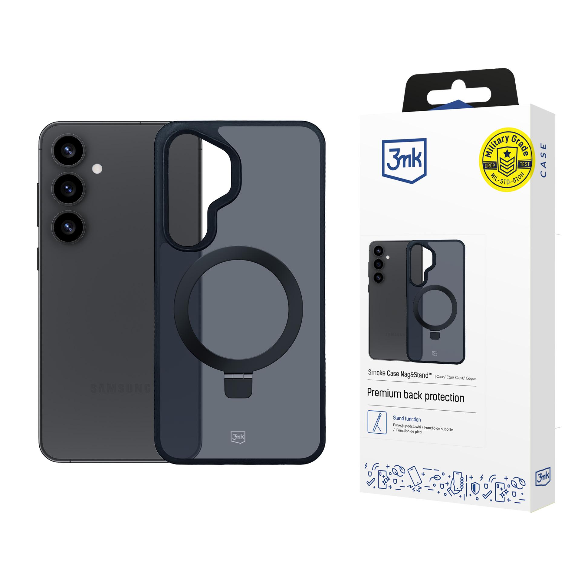 3mk Smoke Case Mag&Stand Samsung Galaxy S25:lle - musta