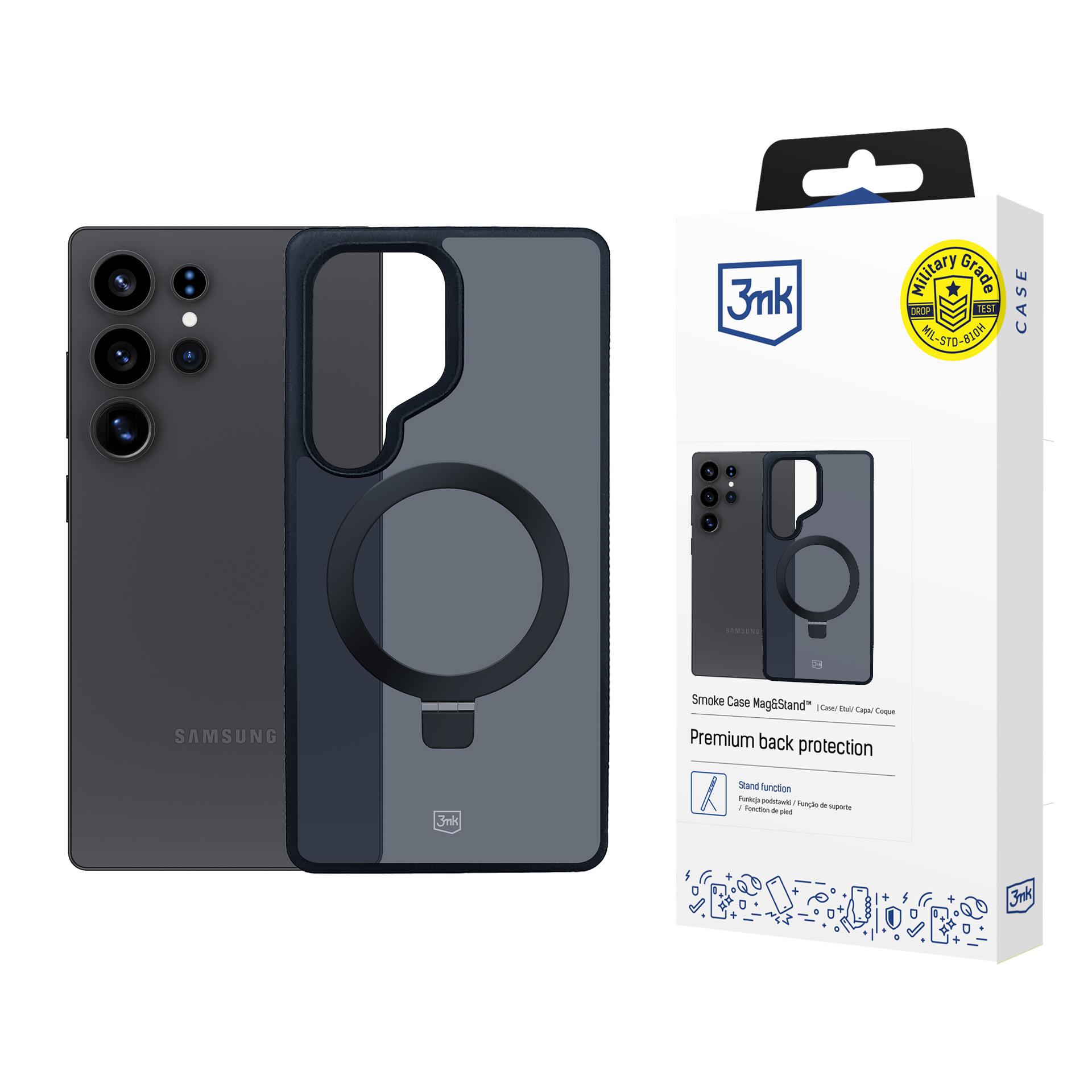 3mk Smoke Case Mag&Stand Samsung Galaxy S25 Ultralle - musta